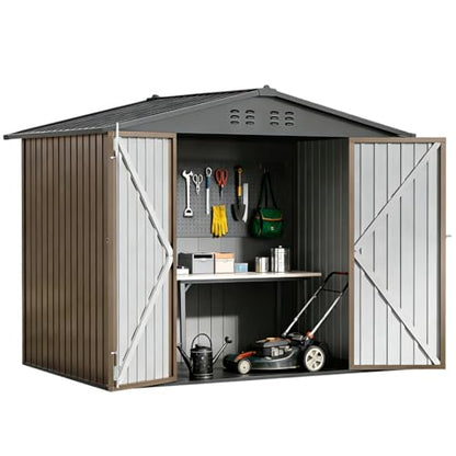 Shed Storage Outdoor Metal Windowed Lockable Weatherproof Ventilated Backyard Garden Utility Workshop