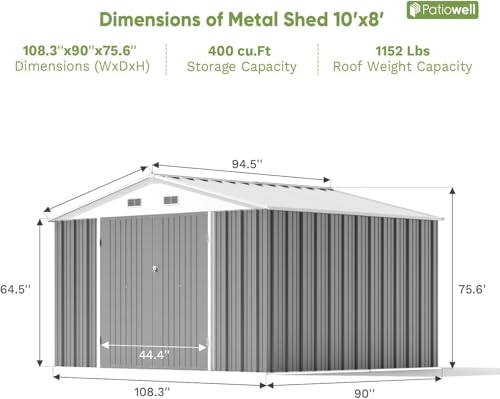 10x8 FT Outdoor Storage Shed