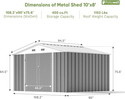10x8 FT Outdoor Storage Shed