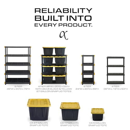 4 Tier Heavy Duty Plastic Storage Shelves for Garage Organization
