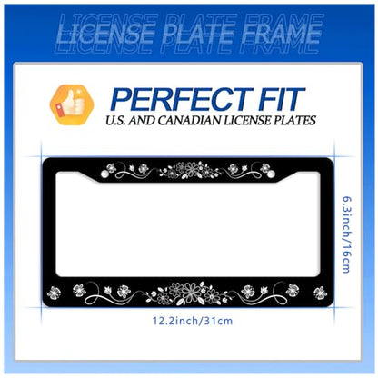 Daisy Butterfly License Plate Frame Stainless Steel Decoration 12.3"x6.3"