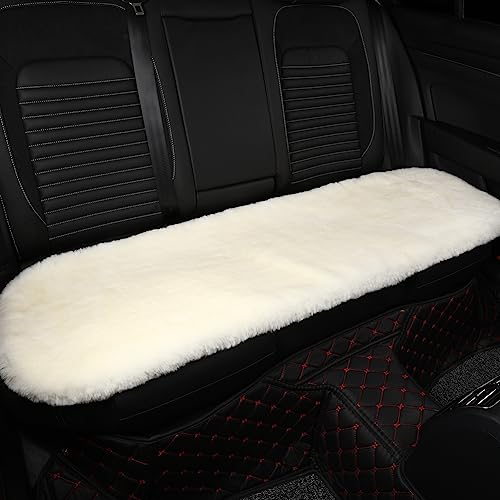 White Genuine Sheepskin Car Rear Seat Cover for Fuzzy Wool Cushion