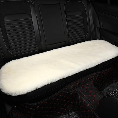 White Genuine Sheepskin Car Rear Seat Cover for Fuzzy Wool Cushion