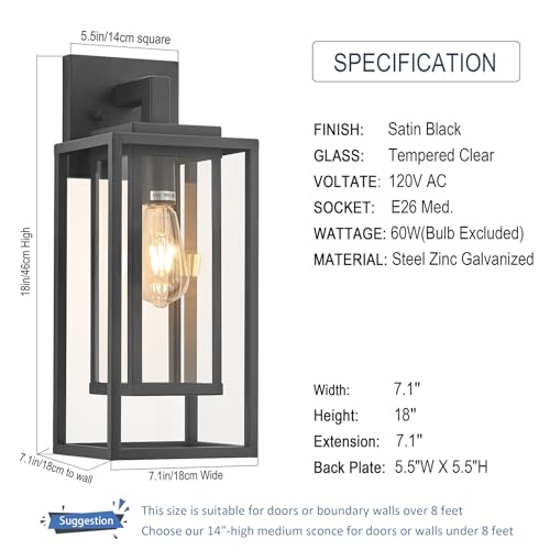 18" Outdoor Wall Light Fixtures Waterproofed Exterior Lantern W (2 Count)