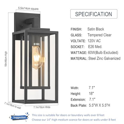 18" Outdoor Wall Light Fixtures Waterproofed Exterior Lantern W (2 Count)