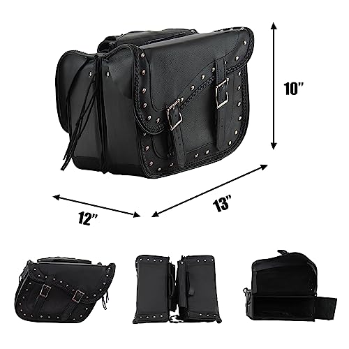Motorcycle Saddle Bags Synthetic Leather Luggage Bag Waterproof Throw Over Saddlebags For Motorcycle Softails Sportsters Choppers Dyna V