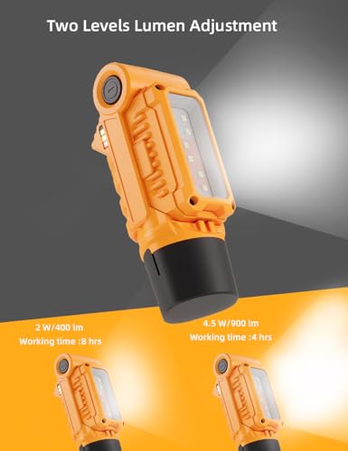 Rechargeable LED Work Light with Magnetic Base & Hanging Hook Mechanic Portable Working Light for Car Repairing