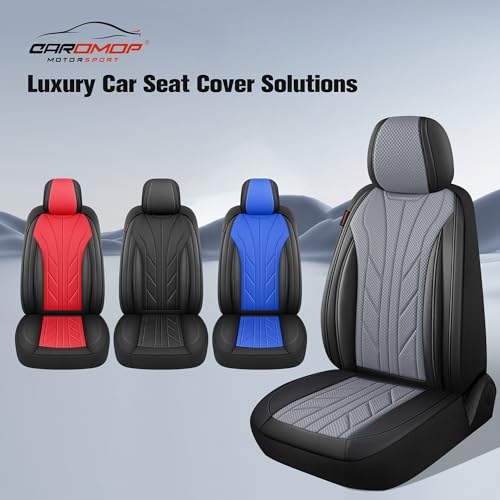 Luxury Faux Leather&Fabric Car Seat Covers Full Set with Breathable 3D Foam Back Support (5 Count)