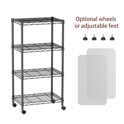 Small Wire 4 Adjustable Shelves Pantry Metal Shelf Floor Organizer