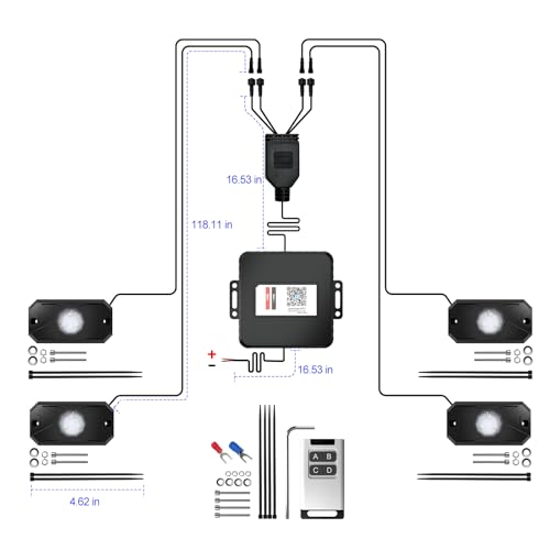 RGB LED Rock Lights Kit 4 Pods (4 Count)