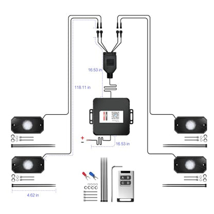 RGB LED Rock Lights Kit 4 Pods (4 Count)
