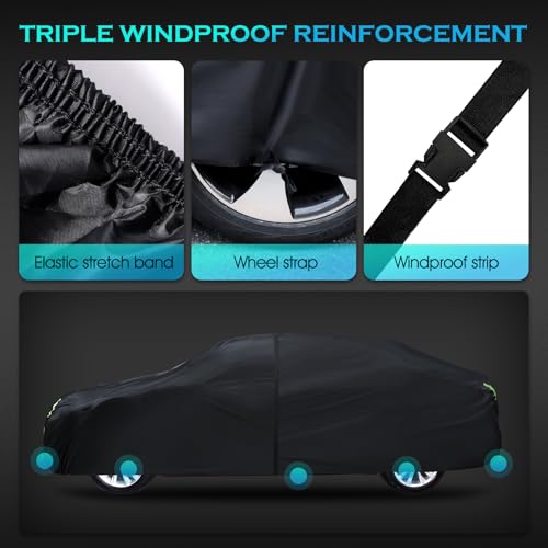 Car Cover Waterproof All Weather for Automobiles Full Exterior Covers Outdoor Rain Sun UV Protection w