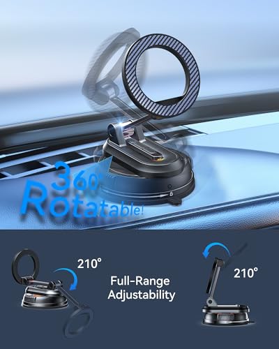 2-IN-1 Detachable Car Phone Holder for MagSafe[2800gf Strong Magnet & 89+LBS Suction Base]Vacuum Magnetic Phone Holders for Your Car, 360° Adjustable for iPhone 17-12 Pro Max Plus Air, Car Accessories