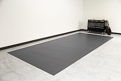 Lite Diamond Tread Pattern Slate Grey Vinyl Rollout Garage Flooring Protector Mat for the Garage and Beyond