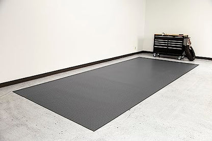 Lite Diamond Tread Pattern Slate Grey Vinyl Rollout Garage Flooring Protector Mat for the Garage and Beyond