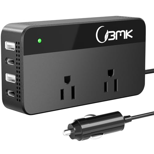 200W Car Power Inverter 12V DC to 110V AC Converter with 2 AC Outlets & 4 USB Ports