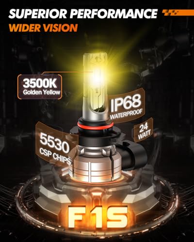 H10 9145 9140 LED Fog Light Bulbs Amber (2 Count)