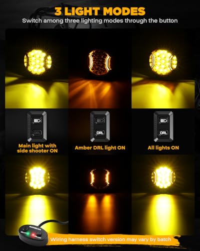 V Ultra Series 7 Inch Side Shooter Offroad Lights Round Amber Pods
