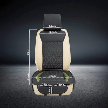 Leather Car Seat Covers Front 2PC Black Green Waterproof