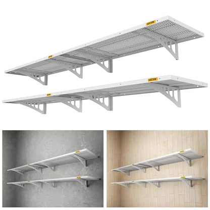 4 Pack 1.64x4ft Adjustable Garage Wall Shelving 1120lbs Load Capacity Heavy Duty Wall Mounted Storage Shelf Metal Floating Shelves for Garage (4 Count)