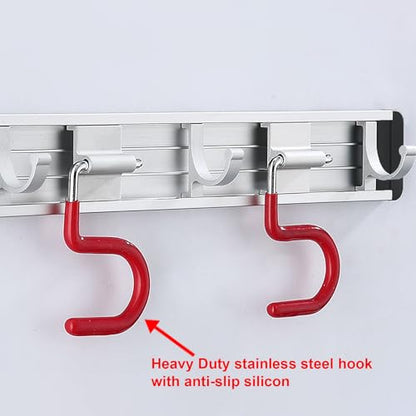 Wall Mounted Mop and Broom Holder Stainless Steel S Type Broom Rack Anti