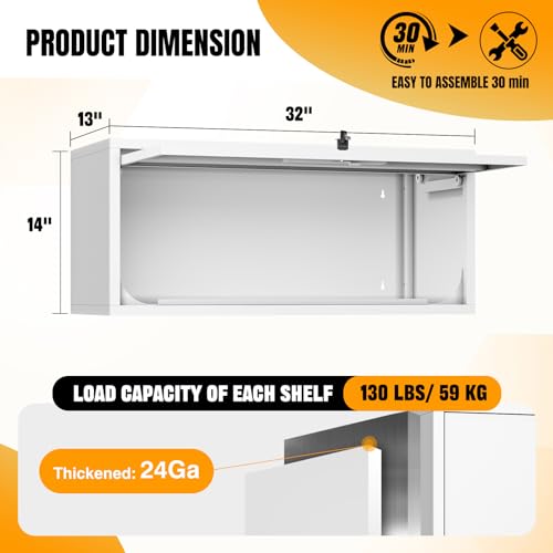 Wall Mounted Storage Organizer Wall Cabinet Garage Wall Cabinet Medicine Cabinet Over The Toilet Storage Cabinet Upper Cabinet Wall Mounted with Locking Door Steel Storage Cabinet White