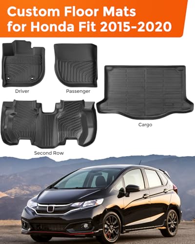 for Honda Fit Floor Mats & Cargo Trunk Liner 2015 (4 Count)