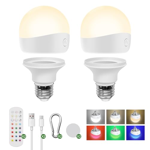 E26 2500mAh Rechargeable Light Bulbs with Remote for Lamp Sconces