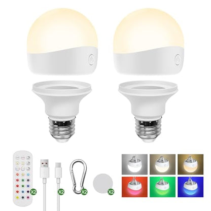 E26 2500mAh Rechargeable Light Bulbs with Remote for Lamp Sconces