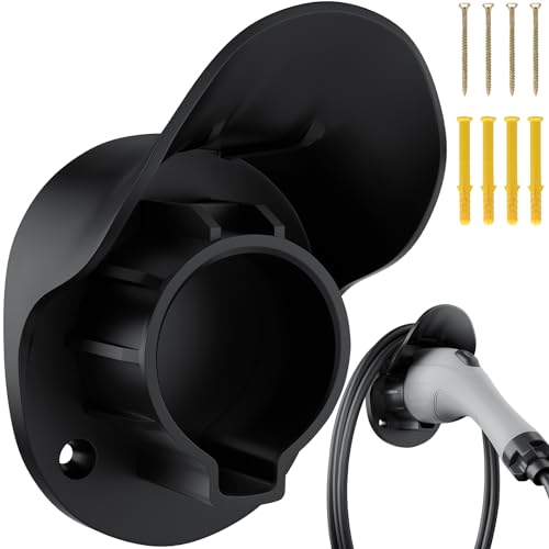 EV Charger Holder Wall Mount for SAE J1772 Electric Car Plug Nozzle Holster Dock and EV Cable Holder