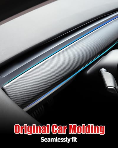 Dashboard Cover Wrap and Front Door Inner Armrest Panel Cover Trim Compatible with Tesla Model 3 2021