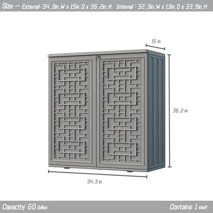 Indoor Outdoor Storage Cabinet Waterproof with Shelf