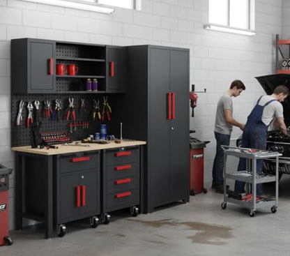 6Pcs Garage Cabinets Storage System with Rolling Chest