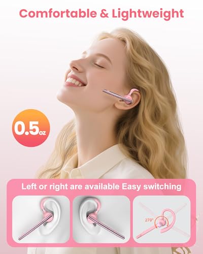Bluetooth Headset V5.1 72H Talk Time Dual Mic with Mute Button for Business