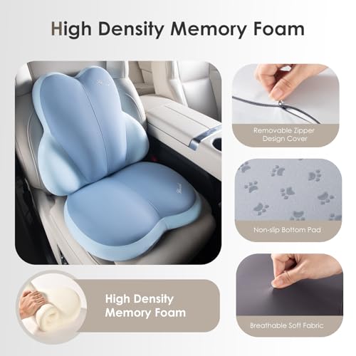 Car Seat Cushion and Back Support for Car Ultrathick Memory Foam Office Chair Cushions with Lumbar Support Pillow for Sciatica & Back & Tailbone Pain Relief