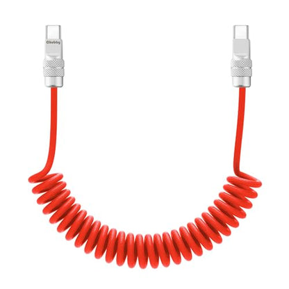 USB C to C 240W Braided Coiled Charging Cable