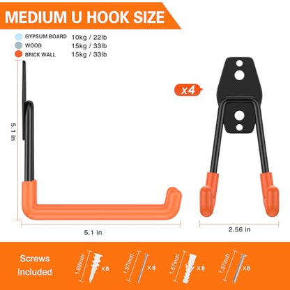 Garage Hooks Heavy Duty 4 Pack