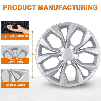 Wheel Cover Hubcaps 17 Inch Compatible with Honda CR (4 Count)