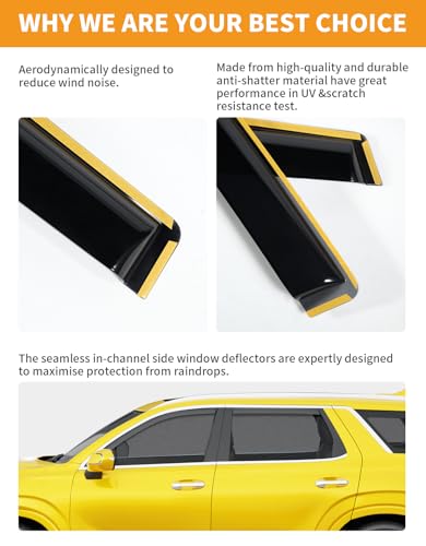 in Channel Window Visors Rain Guards for Hyundai Palisade 2020 (4 Count)