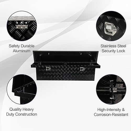 60 Inch Heavy Duty Aluminum Tool Box Wide Utility Trailer Stripes Plated