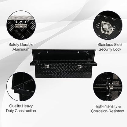 60 Inch Heavy Duty Aluminum Tool Box Wide Utility Trailer Stripes Plated