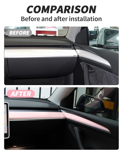 Dashboard Cover Wrap and Front Door Inner Armrest Panel Cover Trim Compatible with Tesla Model 3 2021