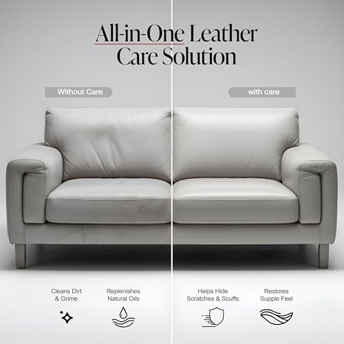 3-in-1 Leather Cleaner & Conditioner (22 oz) - Restores Natural Oils, Removes Stains and Hides Scuffs (22 Fl Oz)