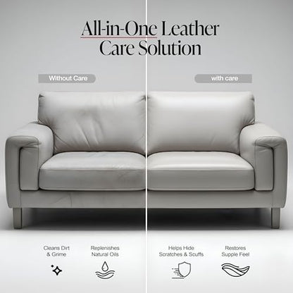 3-in-1 Leather Cleaner & Conditioner (22 oz) - Restores Natural Oils, Removes Stains and Hides Scuffs (22 Fl Oz)