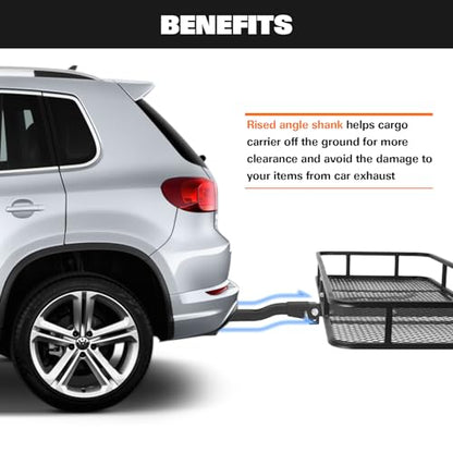 Folding Hitch Mount Cargo Carrier Basket 60" X 20" X 6"+ Waterproof Cargo Bag