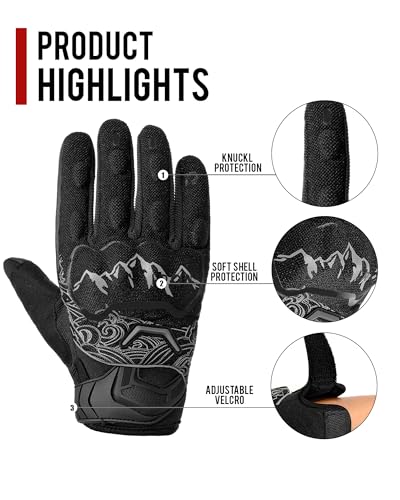 Motorcycle Gloves Motorbike Glove for Men Women Full Finger Knuckle Protection Touch Screen Cycling ATV Hiking Riding