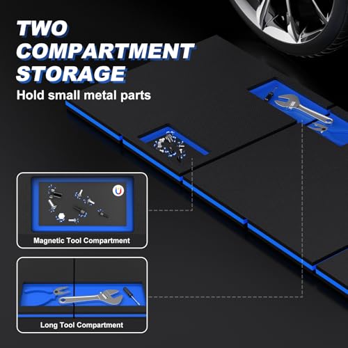 Thick Mechanic Mat Foldable EVA Kneeling Pad with Magnetic Tool Slot