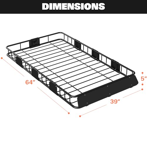 64" x 39" x 5" 200lb Heavy Duty Roof Rack Carrier Basket with Waterproof Bag