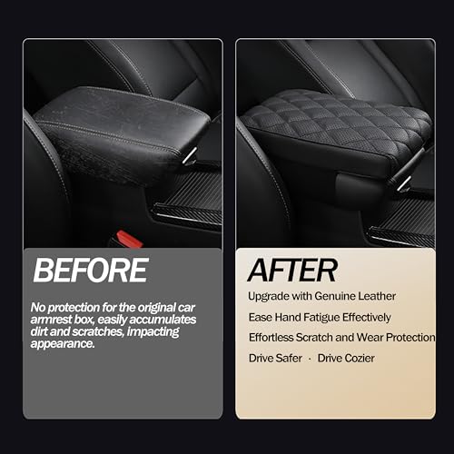 Truck Center Console Armrest Cover Genuine Leather