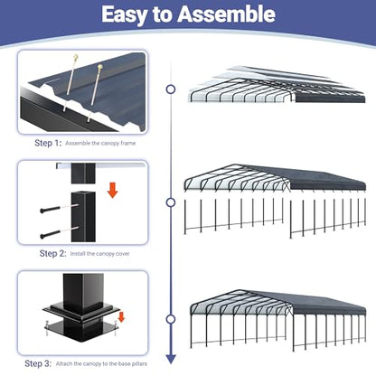 20x40 FT Heavy Duty Metal Carport Canopy